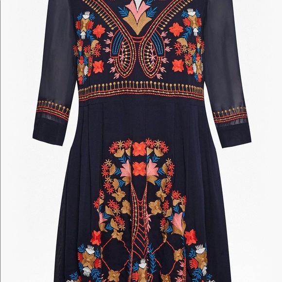 NWT French Connection Kiko Floral Boho Embroidered Dress UK 8/ US 4 - Picture 3 of 8